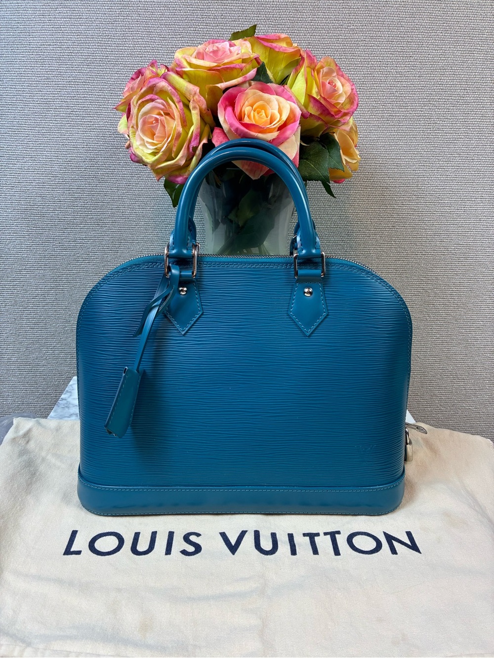 Louis Vuitton LV Teal Blue Epi Alma PM Satchel - Beautiful Pre-Loved Condition